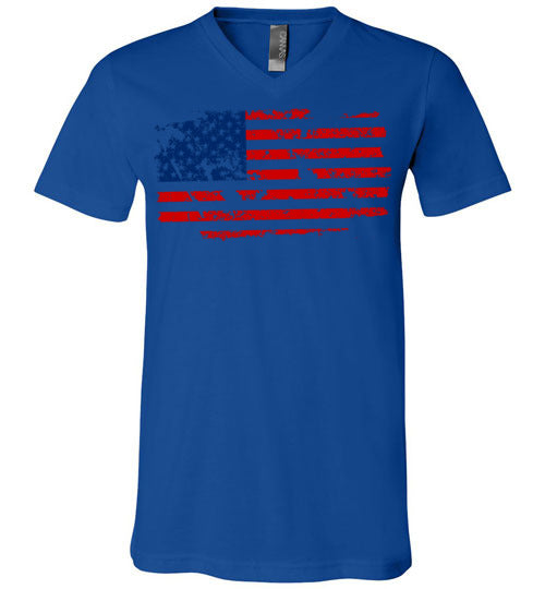 Distressed Flag. Adult. Unisex Vneck