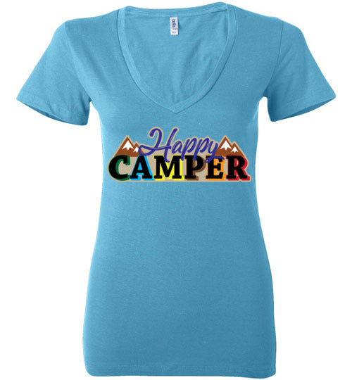 Happy Camper. Adult. Ladies Deep Vneck