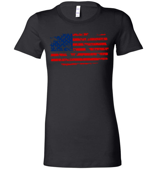 Distressed Flag. Adult. Ladies Favorite Tee