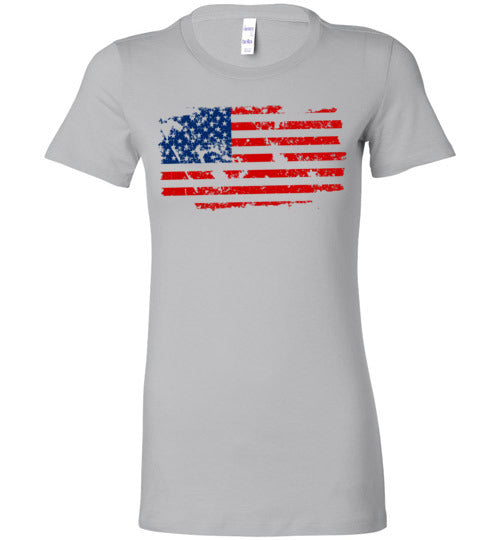 Distressed Flag. Adult. Ladies Favorite Tee