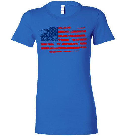 Distressed Flag. Adult. Ladies Favorite Tee