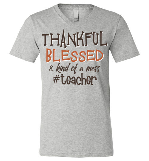 Thankful Blessed Teacher.Unisex Vneck