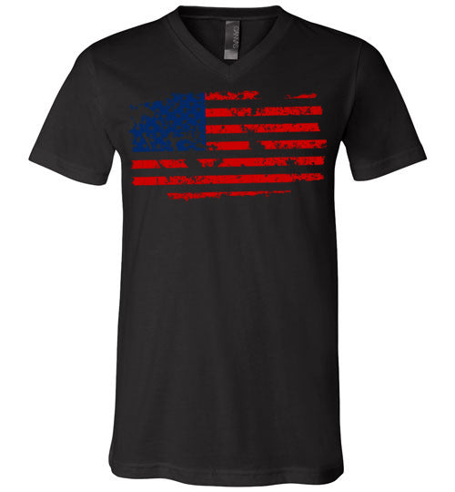 Distressed Flag. Adult. Unisex Vneck