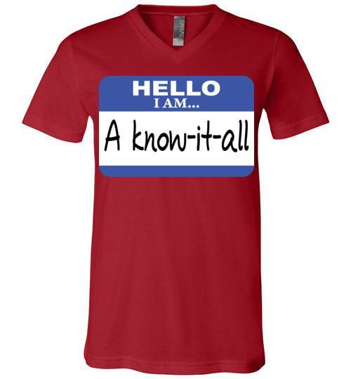 A know it all. Adult. Unisex Vneck