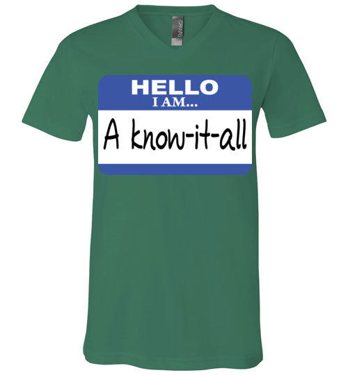 A know it all. Adult. Unisex Vneck