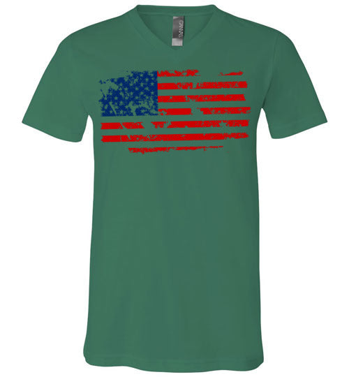 Distressed Flag. Adult. Unisex Vneck