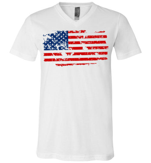 Distressed Flag. Adult. Unisex Vneck