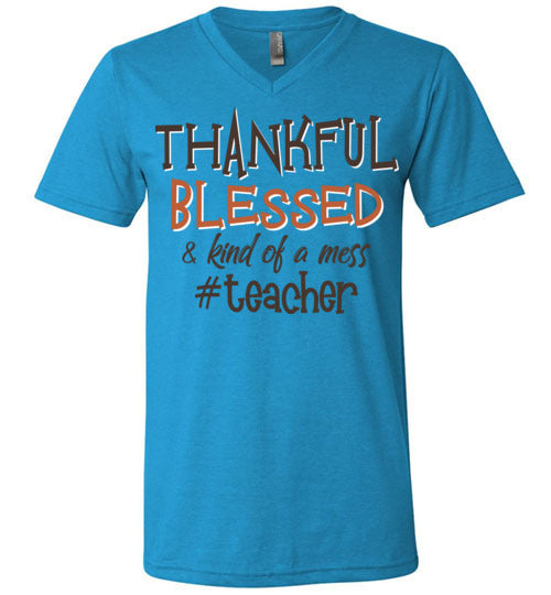 Thankful Blessed Teacher.Unisex Vneck