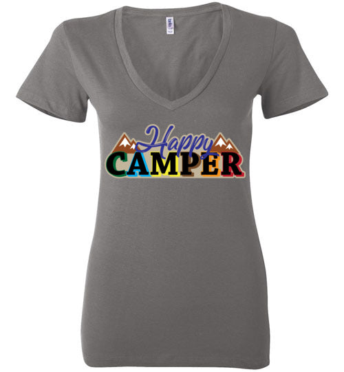 Happy Camper. Adult. Ladies Deep Vneck