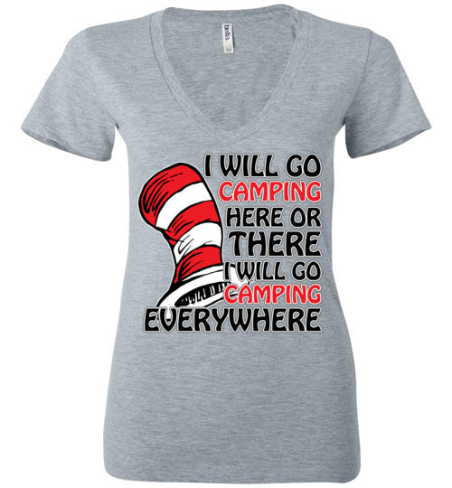 I will go camping. Adult. Ladies Deep Vneck