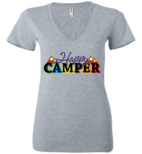Happy Camper. Adult. Ladies Deep Vneck