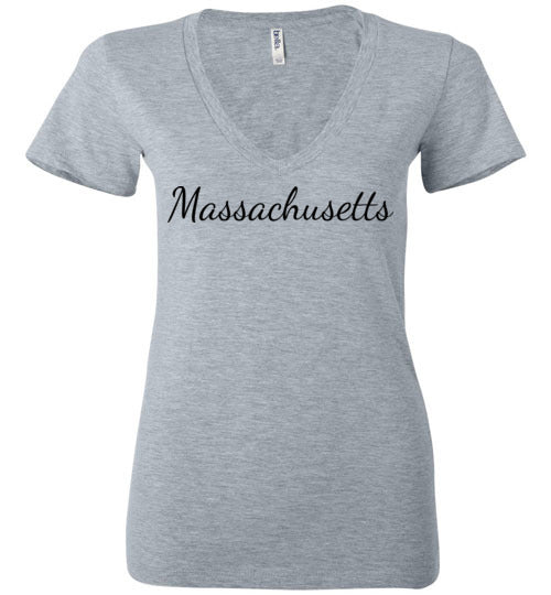 Massachusetts. Adult. Ladies Deep Vneck