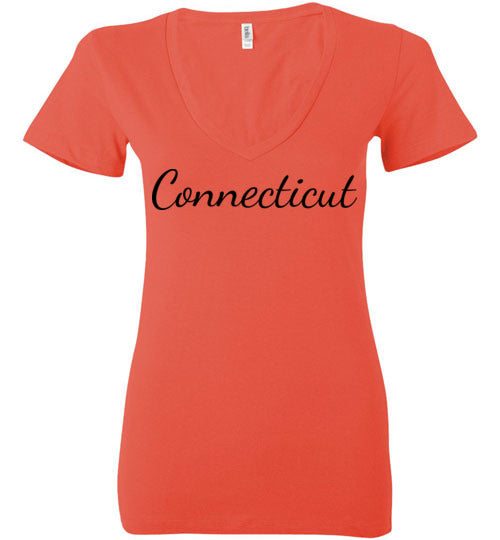 Connecticut. Adult. Ladies Deep Vneck