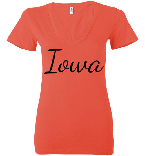 Iowa. Adult.  Ladies Deep Vneck