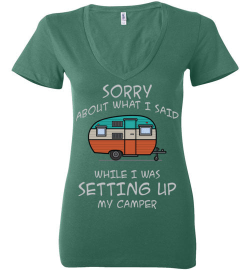 Sorry About What I said. Adult. Ladies Deep Vneck