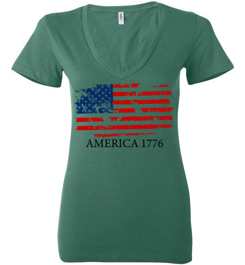 America 1776. Adult. Ladies Dee Vneck
