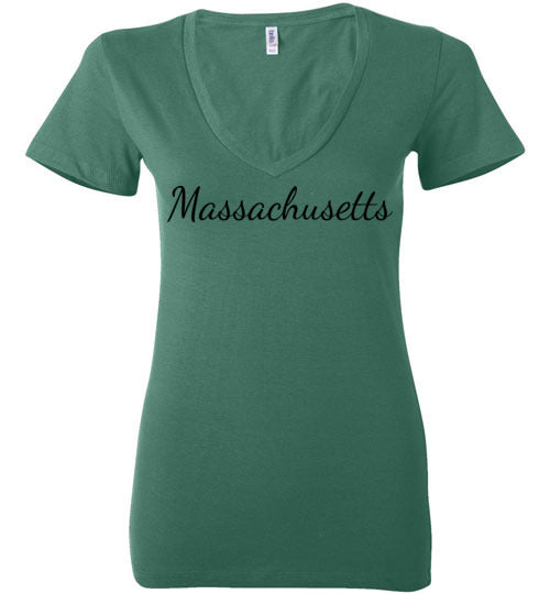 Massachusetts. Adult. Ladies Deep Vneck