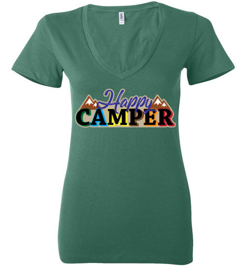 Happy Camper. Adult. Ladies Deep Vneck