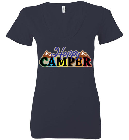 Happy Camper. Adult. Ladies Deep Vneck