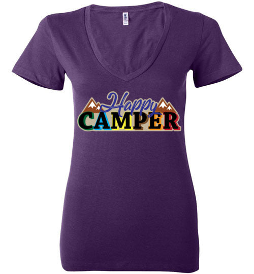 Happy Camper. Adult. Ladies Deep Vneck