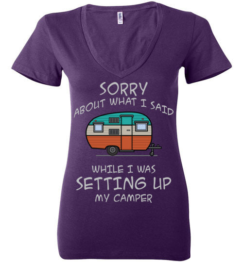 Sorry About What I said. Adult. Ladies Deep Vneck