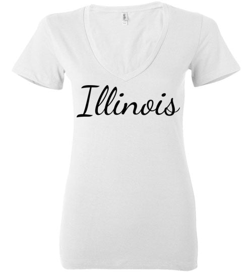 Illinois. Adult. Ladies Deep Vneck