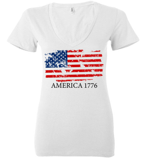 America 1776. Adult. Ladies Dee Vneck