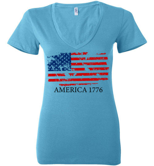 America 1776. Adult. Ladies Dee Vneck