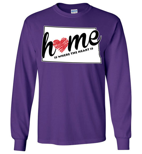 North Dakota Home. Adult. LS Tshirt