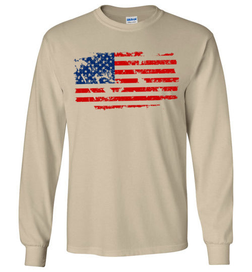 Distressed Flag. Adult. LS Tshirt