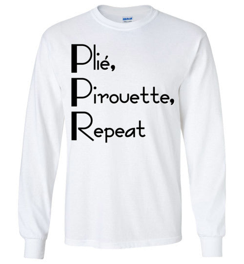 Plie Pirouette Repeat. Youth. LS Tshirt.