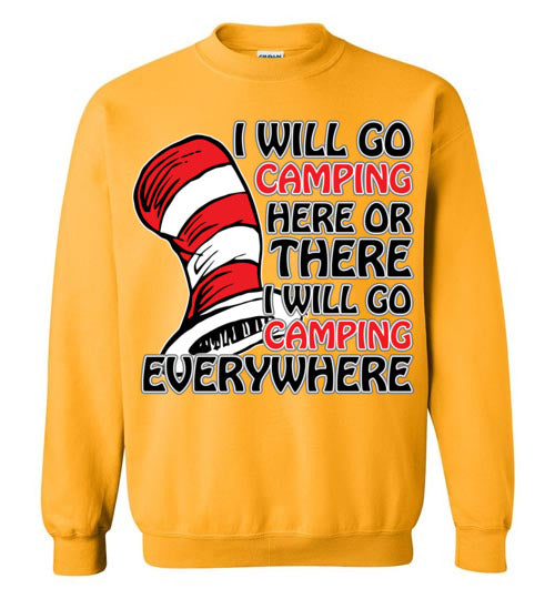 I will go camping. Adult. Crewneck