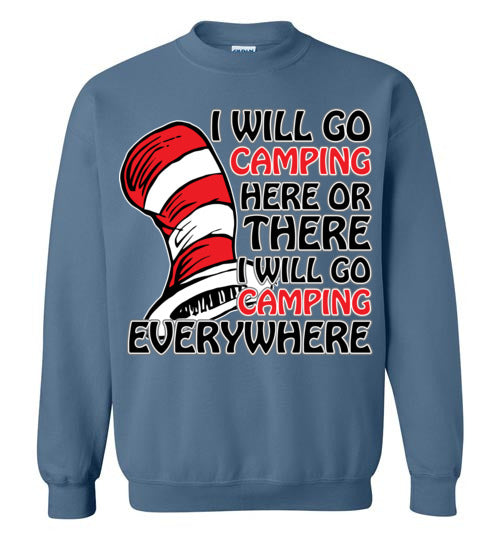 I will go camping. Adult. Crewneck