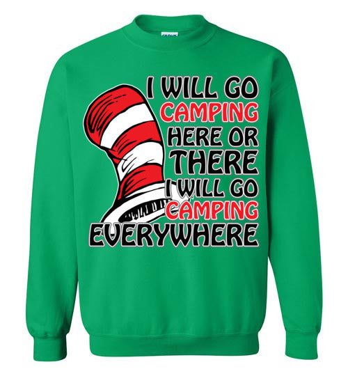 I will go camping. Adult. Crewneck