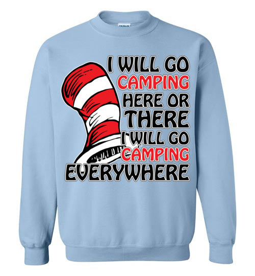 I will go camping. Adult. Crewneck