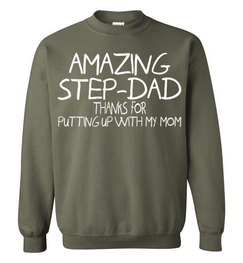 Amazing Step Dad. Gildan Crewneck Sweatshirt