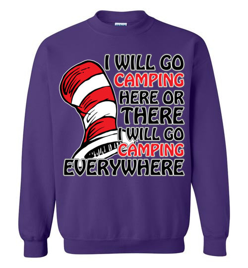 I will go camping. Adult. Crewneck