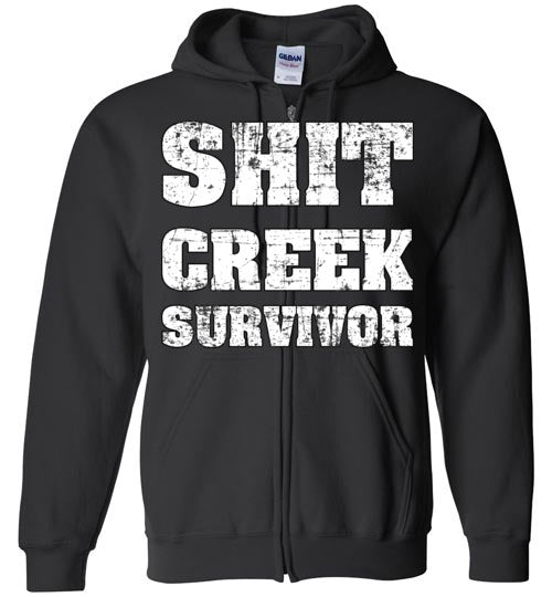 Shit Creek White. Adult. Zip Hoodie