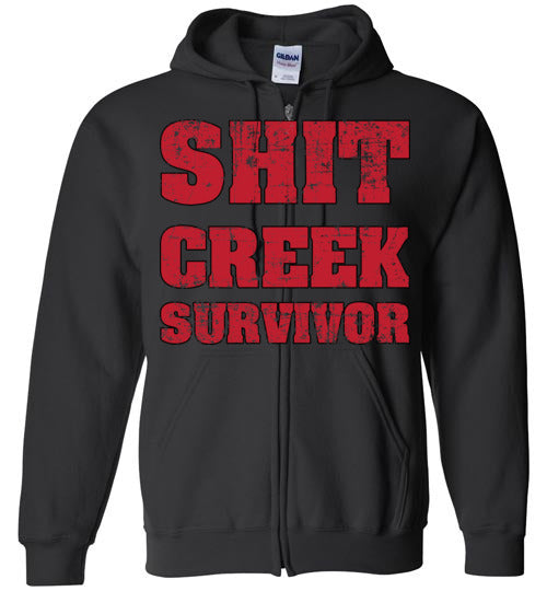 Shit Creek Red. Adult. Zip Hoodie