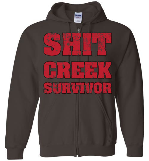 Shit Creek Red. Adult. Zip Hoodie