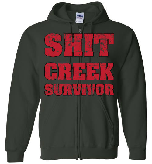Shit Creek Red. Adult. Zip Hoodie