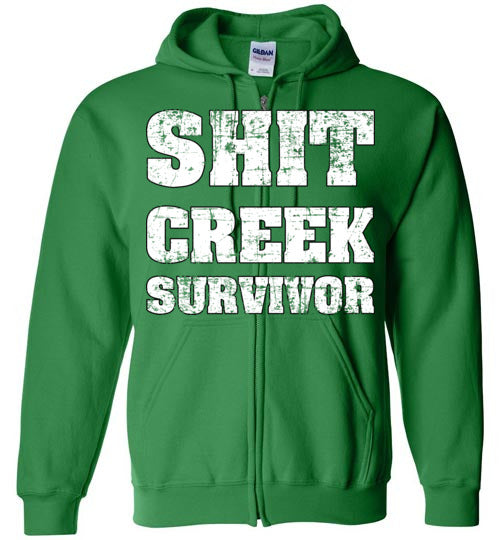 Shit Creek White. Adult. Zip Hoodie