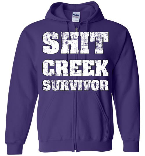 Shit Creek White. Adult. Zip Hoodie