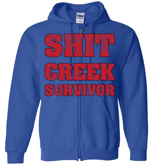 Shit Creek Red. Adult. Zip Hoodie