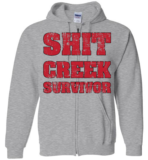 Shit Creek Red. Adult. Zip Hoodie