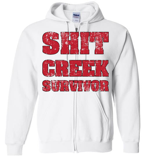 Shit Creek Red. Adult. Zip Hoodie