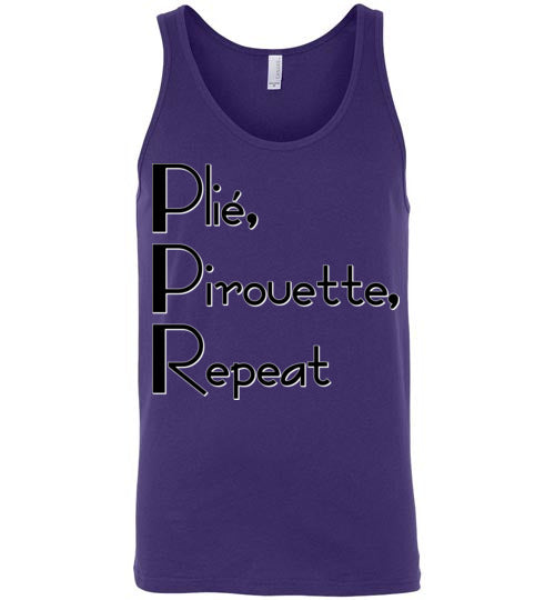 Plie Pirouette Repeat. Adult. Unisex Tank