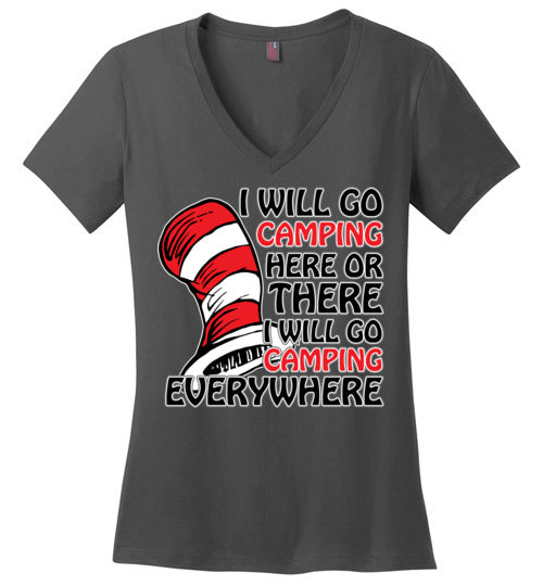 I will go camping. Adult. Ladies Perfect Vneck