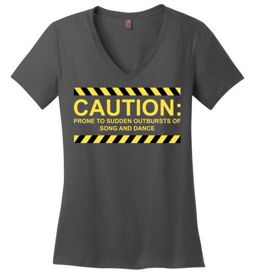 Caution, Song and Dance. Adult. Ladies Perfect Vneck