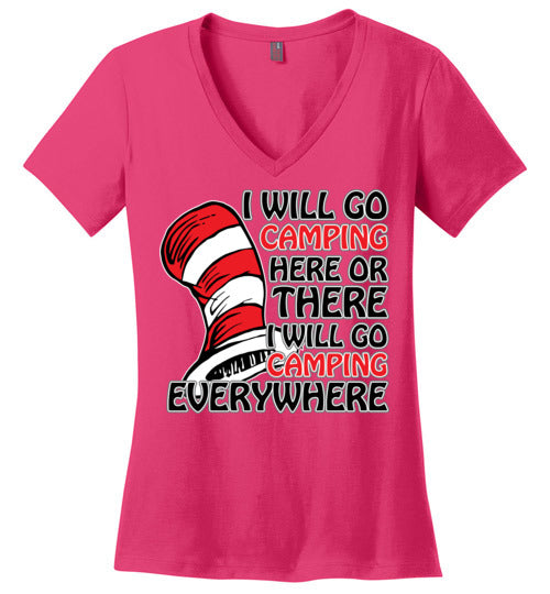 I will go camping. Adult. Ladies Perfect Vneck